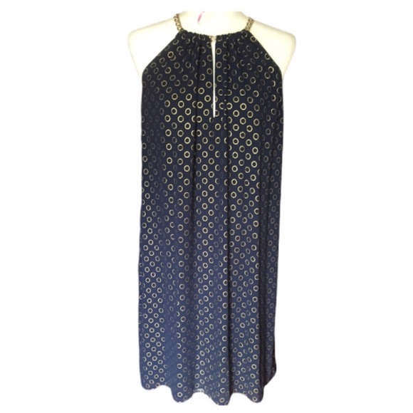 MICHAEL KORS Navy Blue Halter Cocktail Dress Small to Medium BNWT - Picture 2 of 9